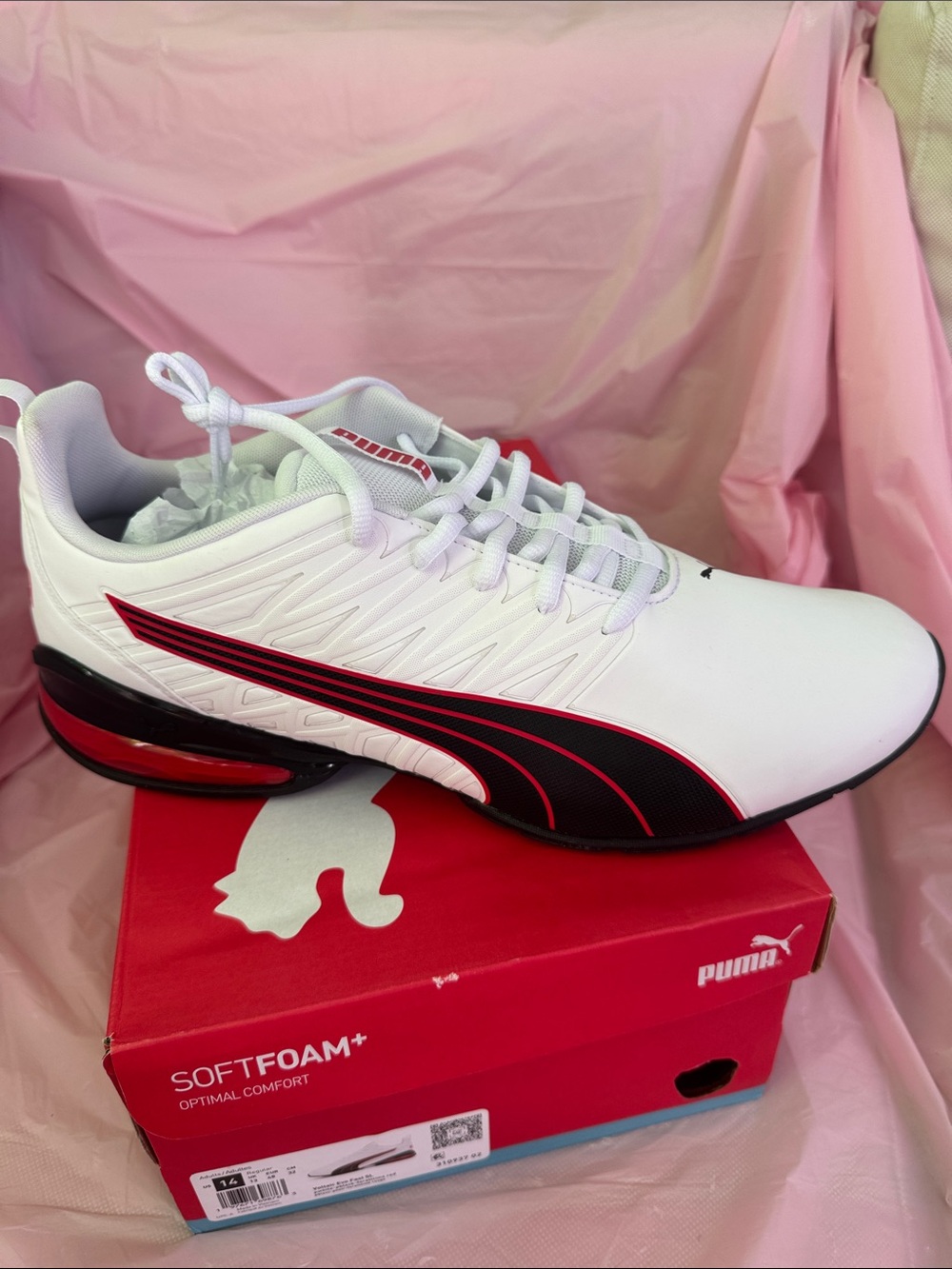 Puma Men’s White, Black & Red Athletic Sneakers